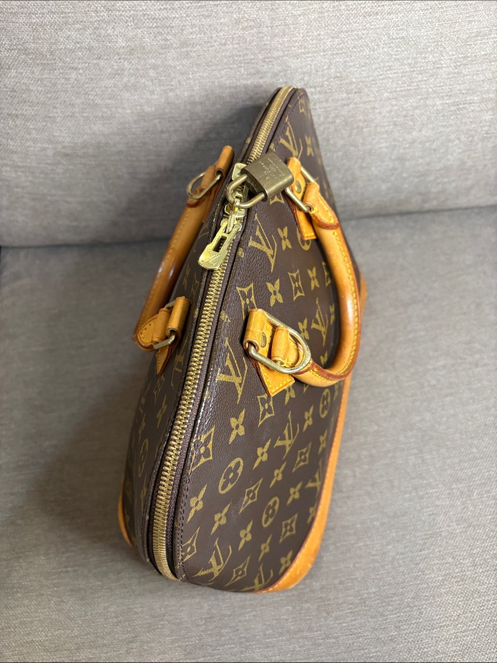 Louis Vuitton Alma Monogram Canvas Satchel Bag with COA - Picture 5 of 16